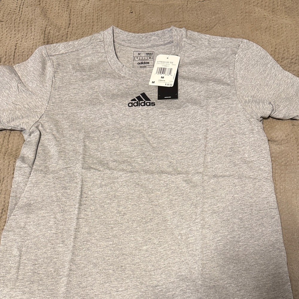 Adidas Heather Gray Tee with Black Logo